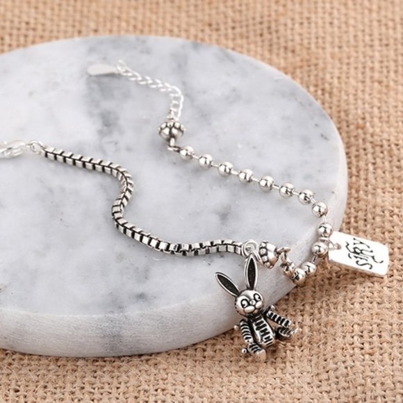 *NEW 925 Sterling Silver Vintage Rabbit Bracelet - Picture 8 of 9